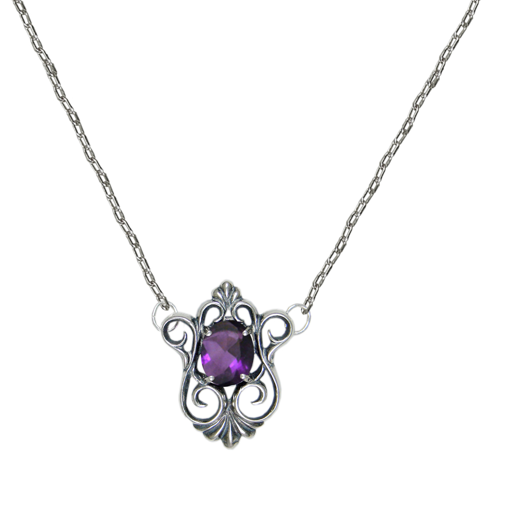 Sterling Silver Victorian Necklace With Amethyst